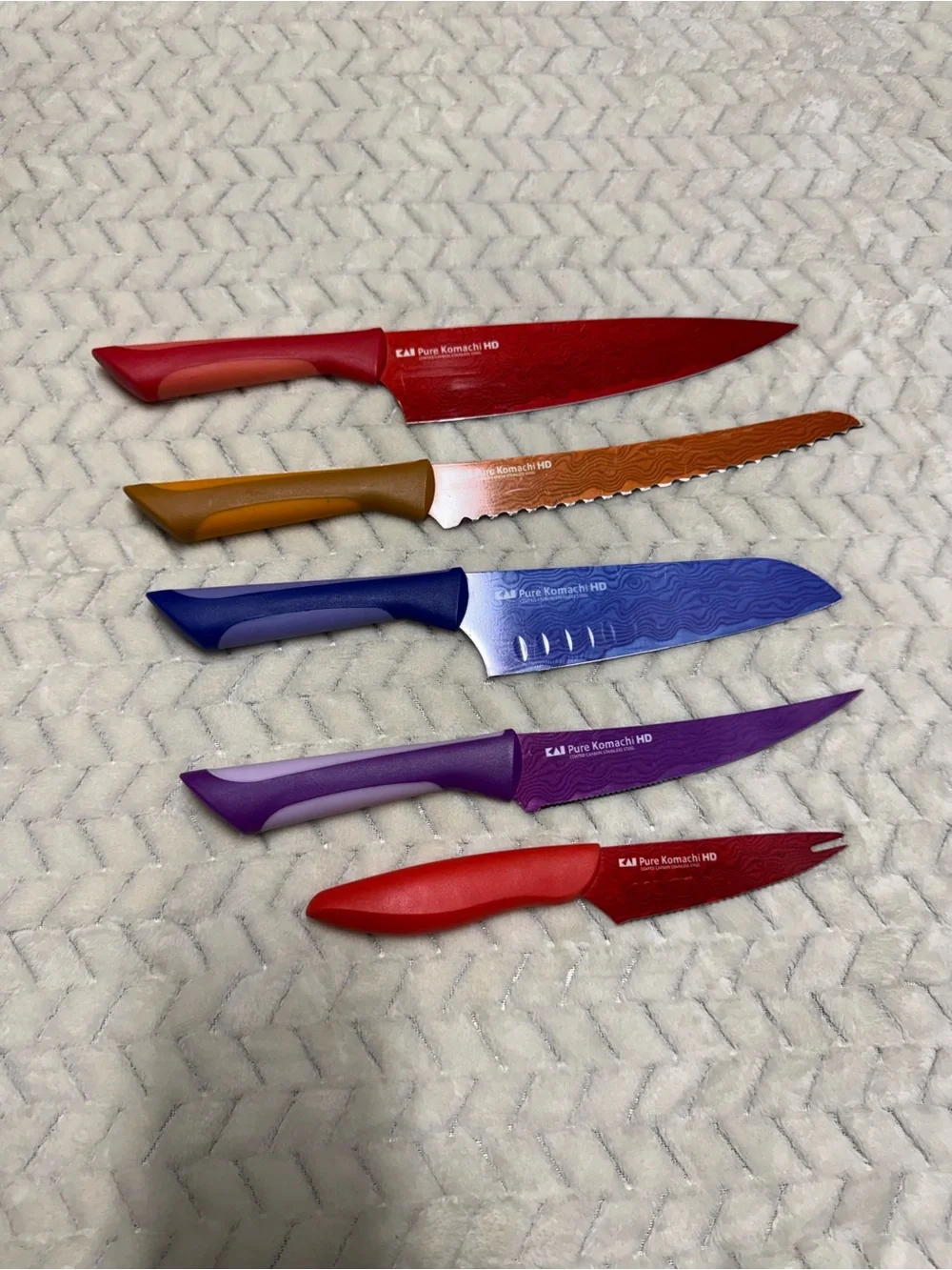 Colorful Assorted Kitchen Knife Set — Red, Orange, Blue, Purple